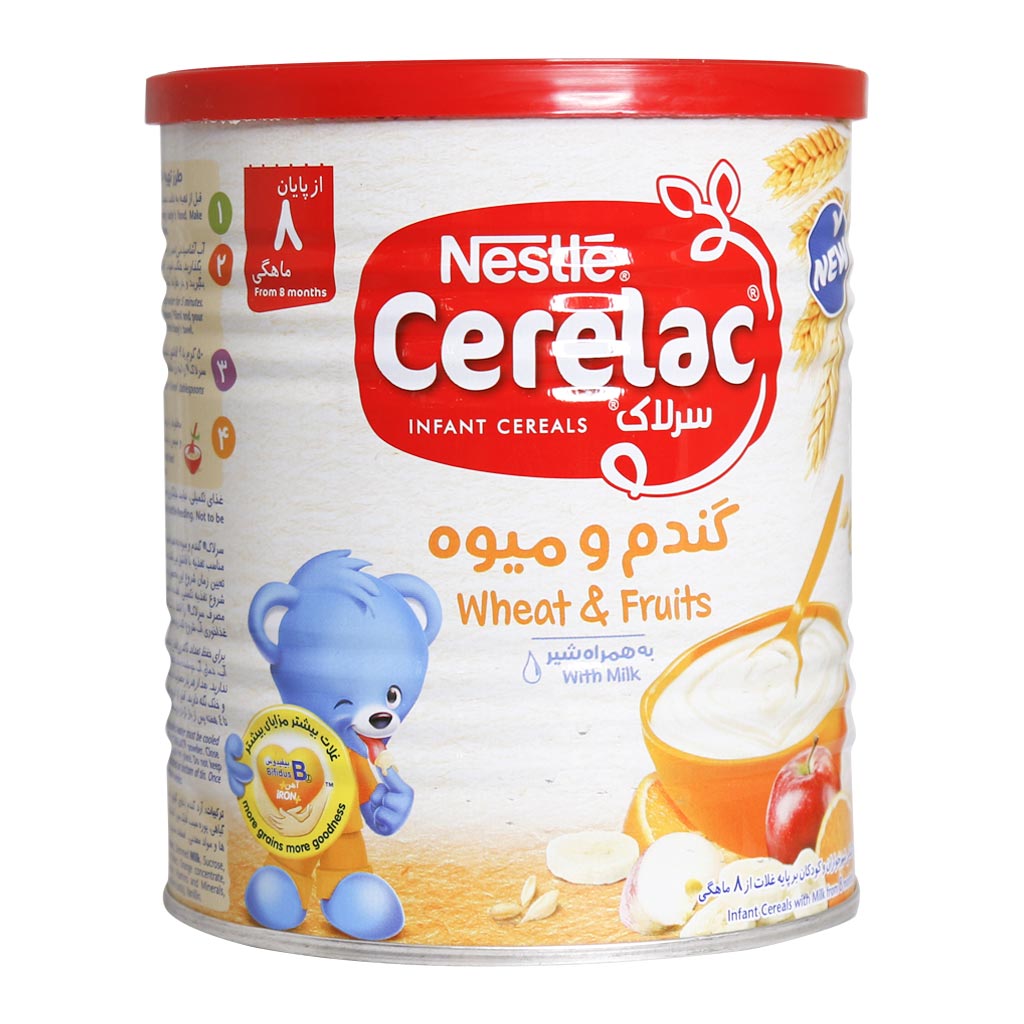 سرلاک گندم و میوه به همراه شیر ۴۰۰ گرم نستله CERELAC WHEAT AND FRUITS WITH MILK NESTLE