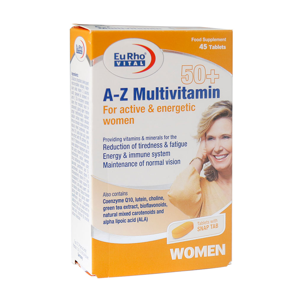 قرص A-Z  مولتی ویتامین + 50 سال مخصوص خانم ها A-Z MULTIVITAMIN 50+ EURHO VITAL