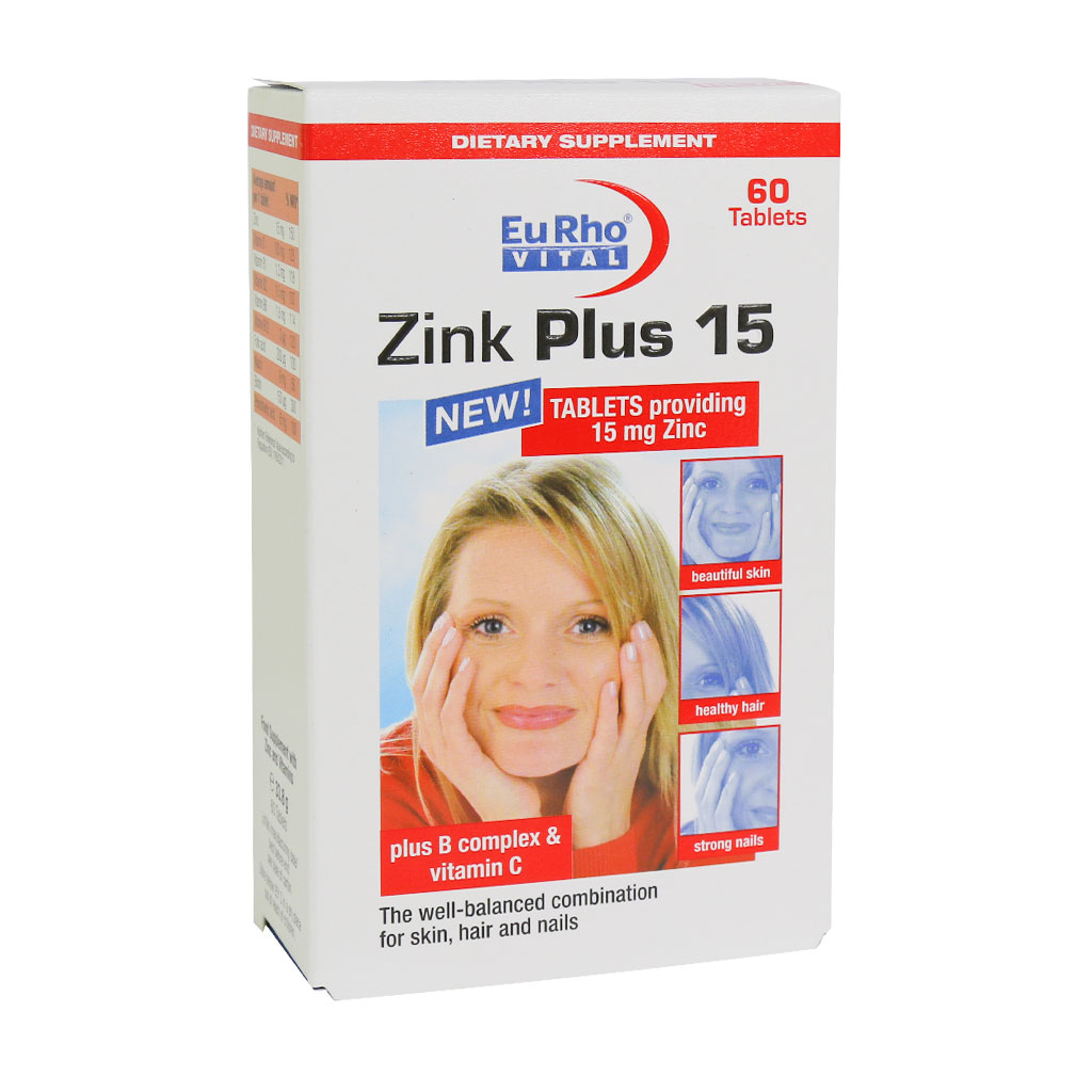 قرص زینک پلاس 15 میلی گرم یوروویتال ZINC PLUS 15MG EURHO VITAL