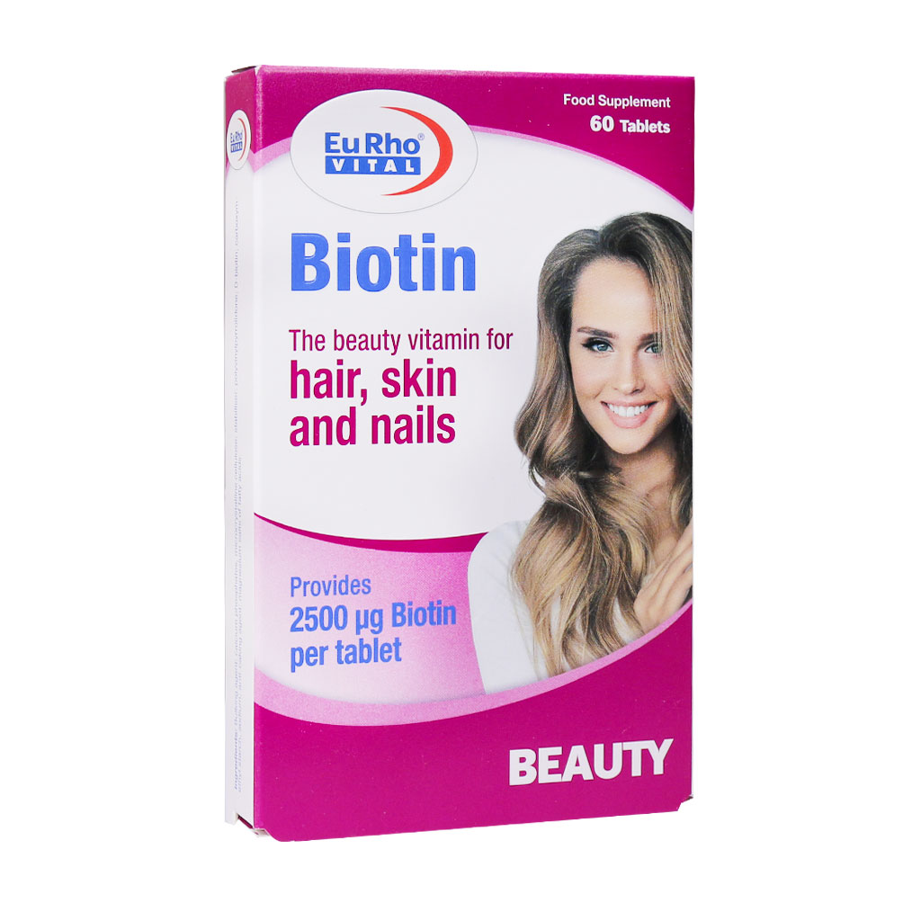 قرص بیوتین 2500میلی گرم یوروویتال BIOTIN 500MG EURHO VITAL