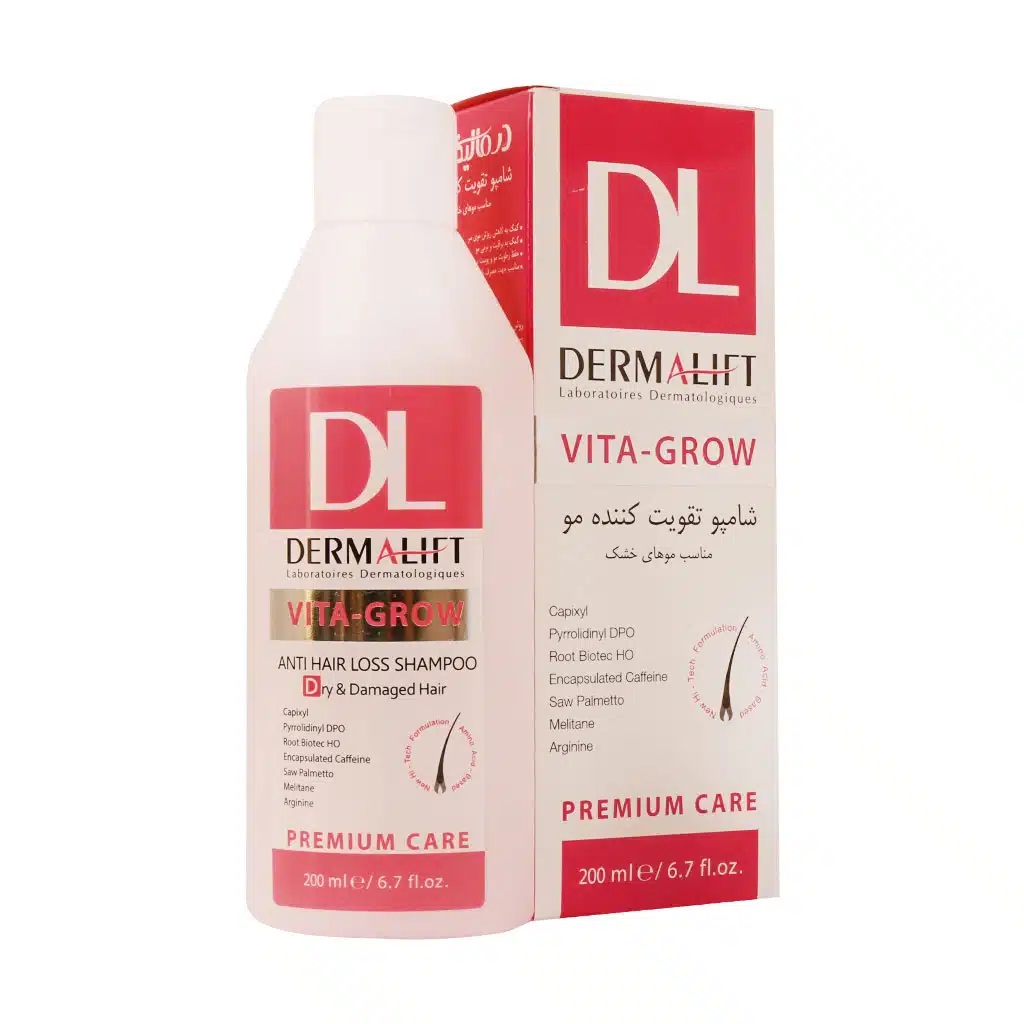 شامپو تقویت کننده موی خشک ویتاگرو درمالیفت  VITA GROW ANTI HAIRLOSS SHAMPOO DRY & DAMAGED HAIR DERMALIFT